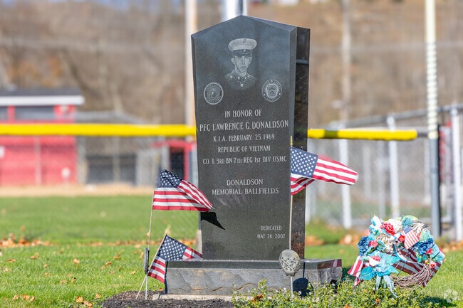 A memorial is erected just outside of Friendship Park in Ligonier Borough.