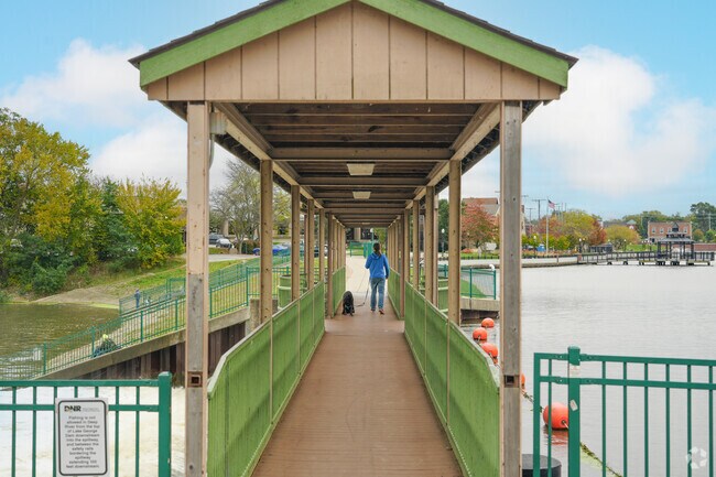 Residents of Ainsworth often walk through the bridge over the Lake George Dam.
