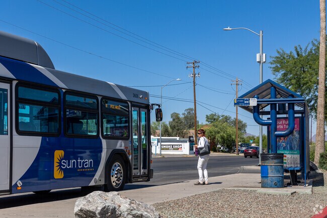 Sun Tran bus stops are on the main roads of Doolen-Fruitvale.