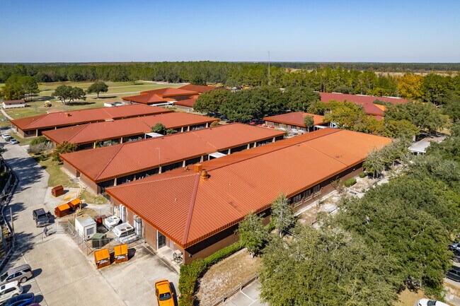 A beautiful aerial view of the campus at  Fort McCoy School in Marion County.