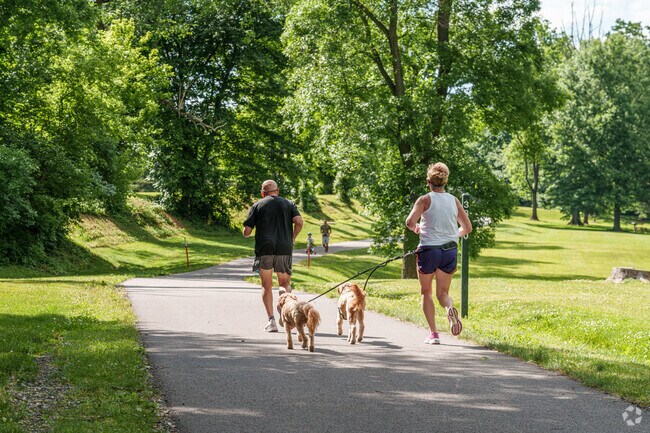 Towpath Park is the perfect place for a run whether on two legs or four.
