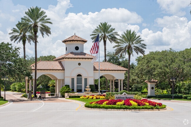 Main entrance gate welcomes residents to Addison Reserve in Delray Beach.