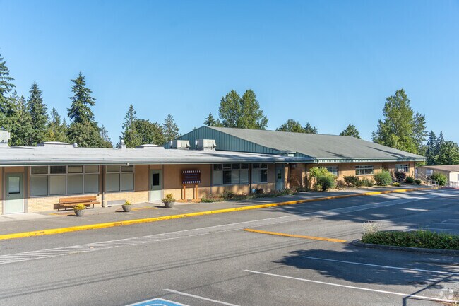 A view of the Suquamish Elementary School buildings from the street.