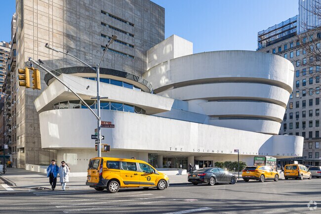 The Guggenheim Museum near Metropolitan Hill is known for its unique spiral ramp.