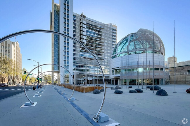 The San Jose City Hall building uses steel, concrete and glass in San Jose Sun neighborhood.