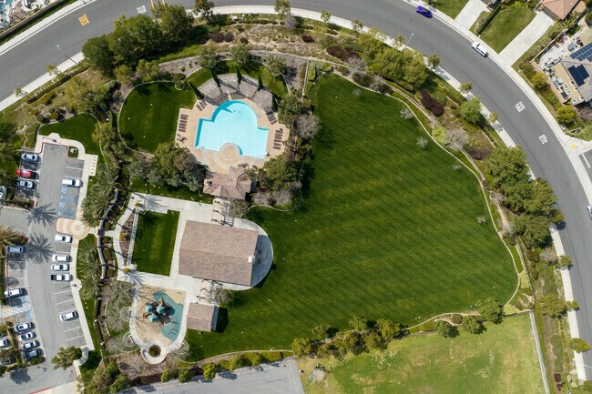 Lake Hills Reserve Park features a pool and manicured fields.