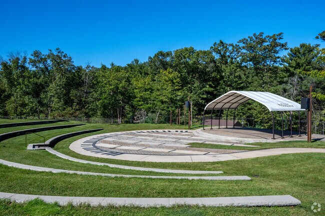 There is a concert pavilion at River Prairie Park.