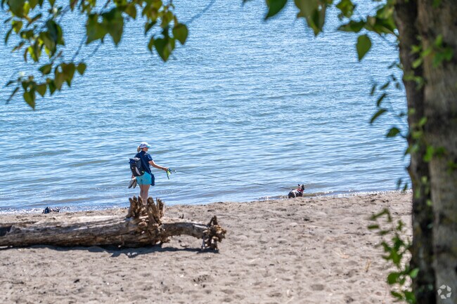 There is a small beach just to the south of Edgewood Park.