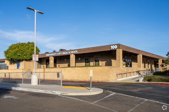 A street view of University City High School.