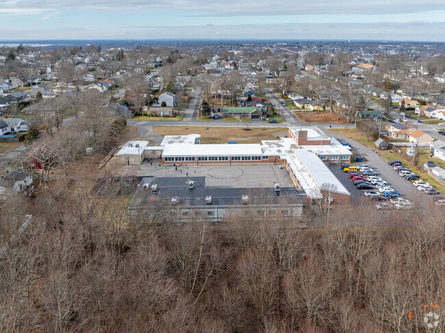 Back side of James Tansey Elementary School in Fall River, Massachusetts.