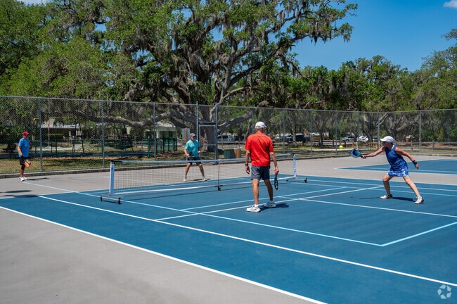 Pickleball courts at Colonial Oaks Park are a frequent stop for neighborhood games.