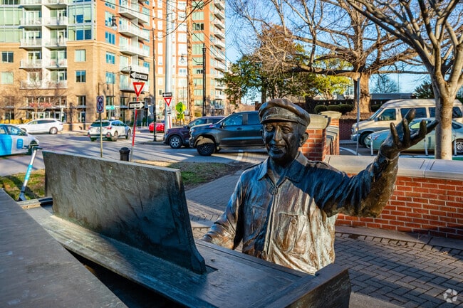 The Music Row neighborhood is full of character shown through the Owen Bradley Statue.