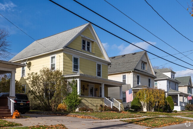This row of homes in Lockport can be seen from the sidewalk.