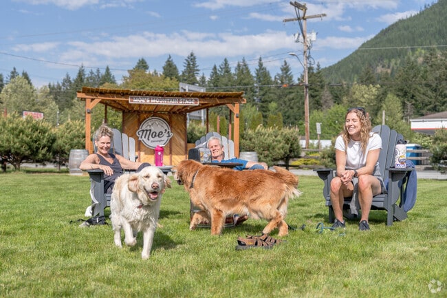 Enjoy the pet-friendly outdoor patio with a live music stage at Moe's near Swede Heaven.