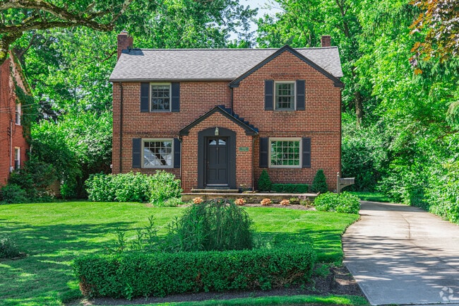 A historic brick colonial in Brecksville's Old Town District, adds a charming touch to the area.