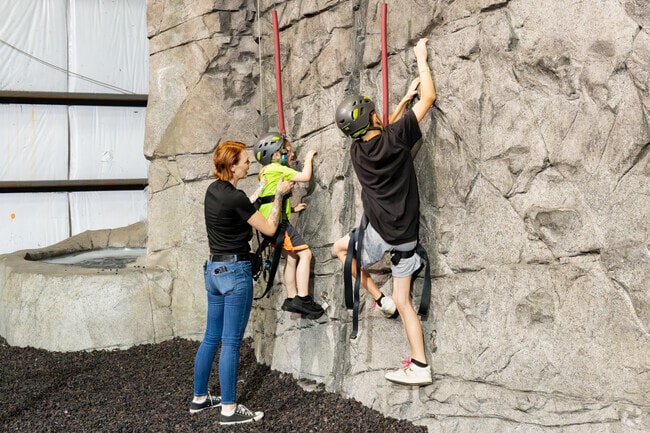 The staff at McDermont X in Lindsay is always ready to help teach young rock climbers.