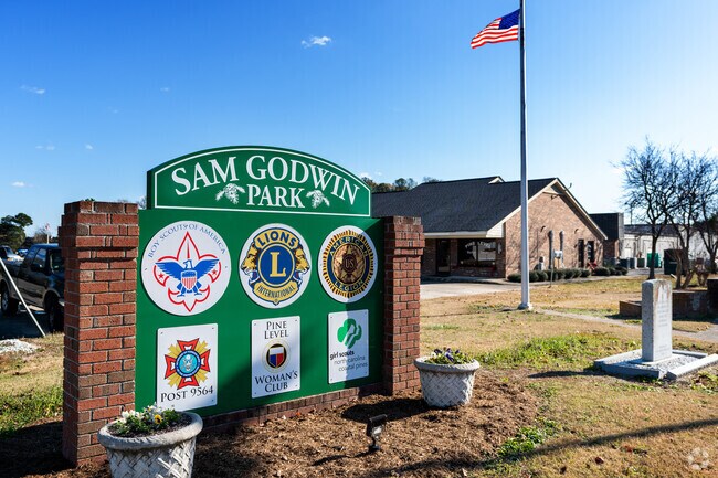Sam Godwin Park includes 4 lighted baseball fields, basketball court and soccer fields.