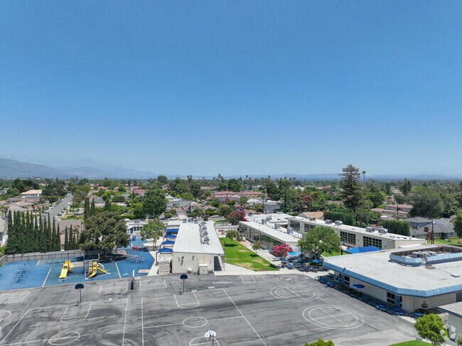 Emperor Elementary School has plenty of basketball courts for students to play on.