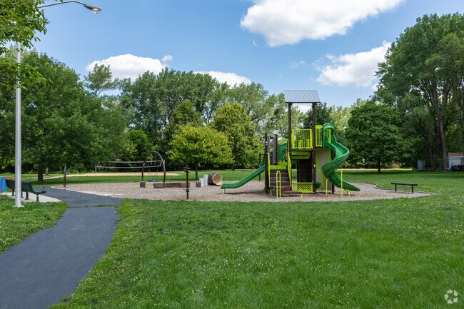 Poplar Park playground and green grass and open spaces, Bolingbrook, IL.