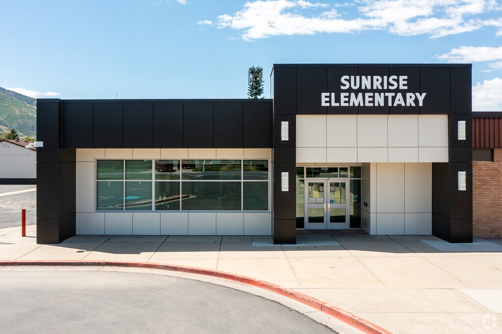Entrance to Sunrise Elementary School located in Sandy, UT.