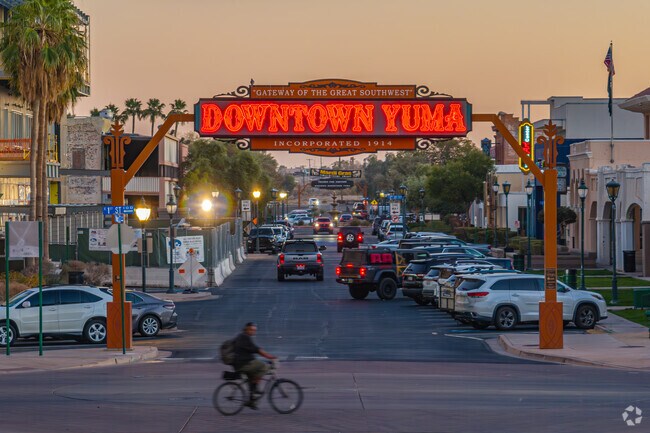 Downtown Yuma welcomes visitors with iconic neon signage.