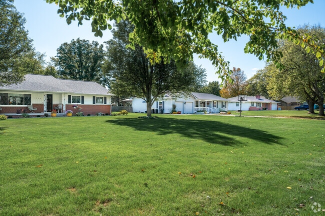 A line of Colonial Park ranch-style houses features a plethora of shade trees.