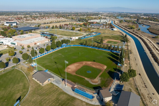 The baseball field at Bakersfield Christian High School is located South of the main school.