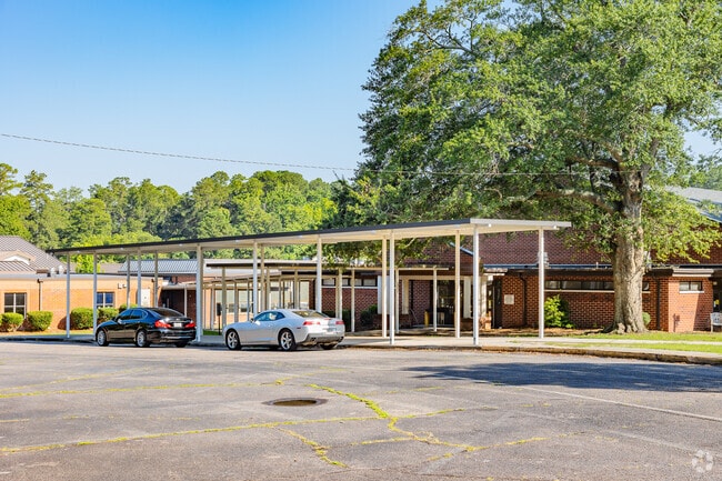 Langford Middle School in Augusta has a covered drop off area by the gymnasium.