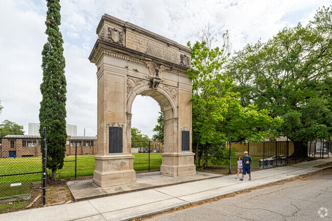 Families walk the streets of St Claude.