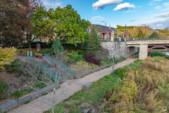 The Owego Riverwalk runs through town along the Susquehanna River.