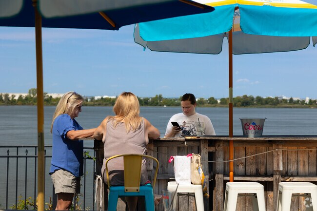 Enjoy a beautiful view of the Delaware River on the outside deck of Kelus Reverside Bar & Grill.