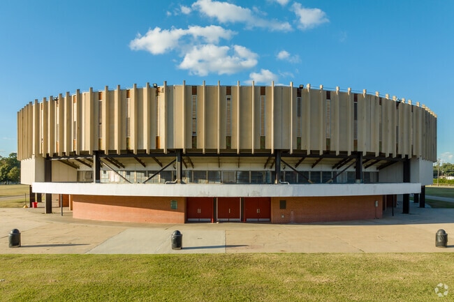 Blackham Coliseum, built in 1949, hosts sports and events near Saints Streets in Lafayette.