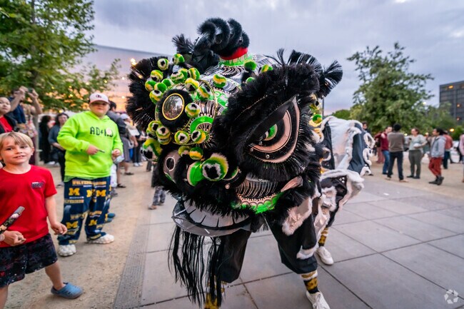 The Eugene Asian Night Market features a traditional Chinese lion dance in Downtown Eugene.