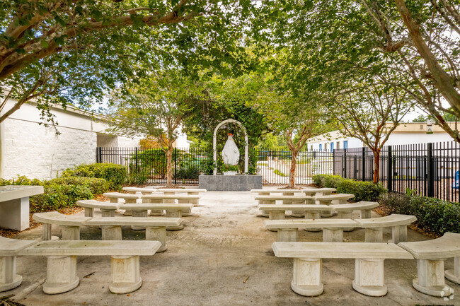 Guardian Angels Catholic School features an outdoor chapel for students.
