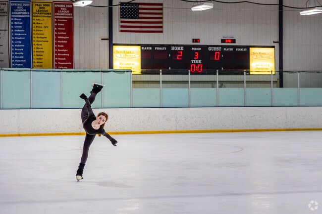 Catch a hockey game or watch skaters train hard at the Twin Rinks Ice Pavilion in Buffalo Grove.