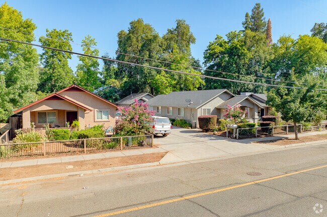 A row of ranch-style homes sits peacefully in Chico's East Streets neighborhood.