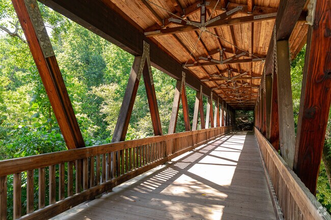 Old Mill Park in Roswell features a beautiful covered bridge.