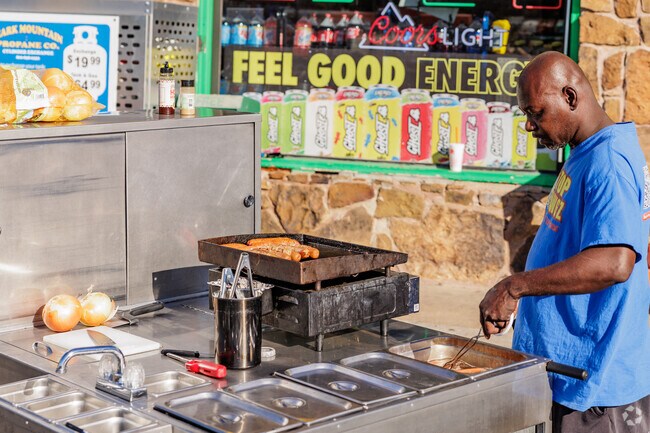 College Skyline residents can grab a gourmet hot dog from Top Dawgz.