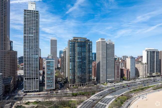 Gold Coast is full of high-rise condos with waterfront views of Lake Michigan.
