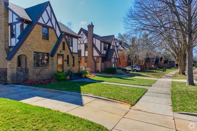 Westside neighborhoods include rows of Tudor Revival homes.