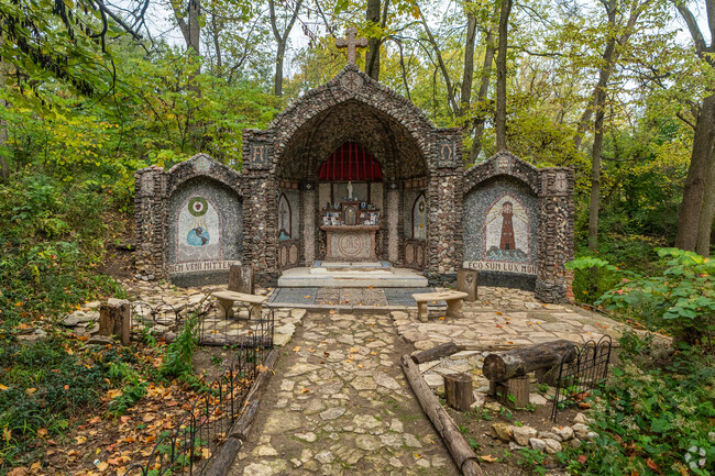 The Geneva Grotto previously belonged to the Sacred Heart Seminary in Southwest Central Geneva.