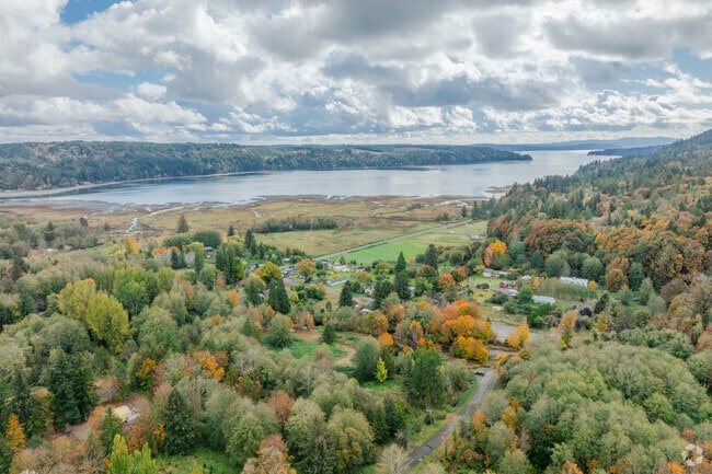 The rural Quilcene overlooking the Quilcene Bay in fall.