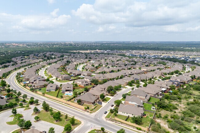An aerial view captures Fronterra at Westpointe’s master planned community with neat streets, green spaces, and beautiful homes in perfect harmony.