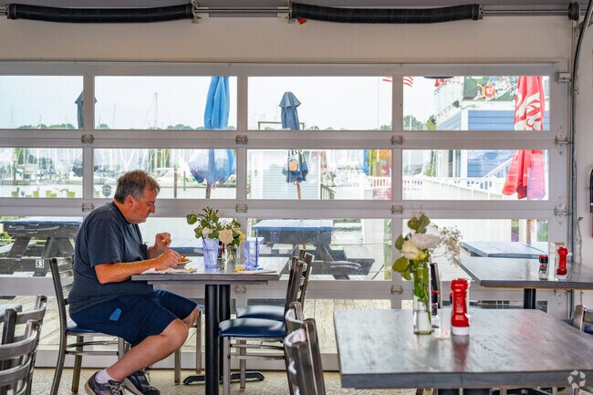 Skip the line but bring your appetite at Skipper's Restaurant one of many boat accessible restaurants in the area.