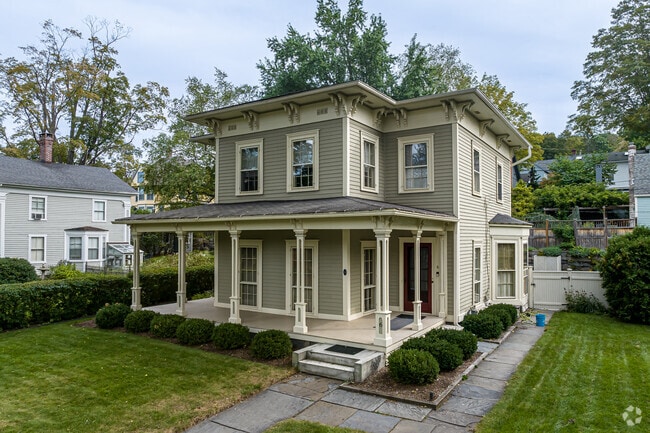 Ornate antique homes line The Green in historic Collinsville.