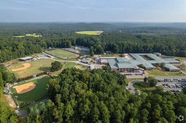 An aerial overview of the sports fields at Nothwood High School.