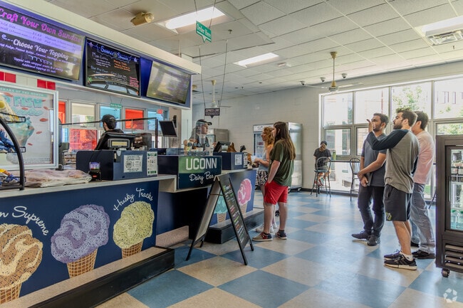 The UConn Dairy Bar is a local favorite, known for its fresh, homemade ice cream.