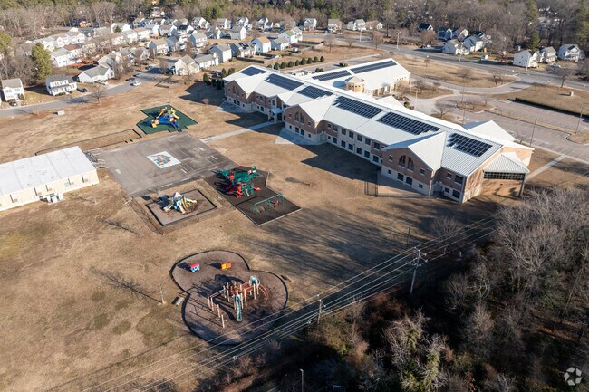 An aerial view of Miles Jones Elementary School.