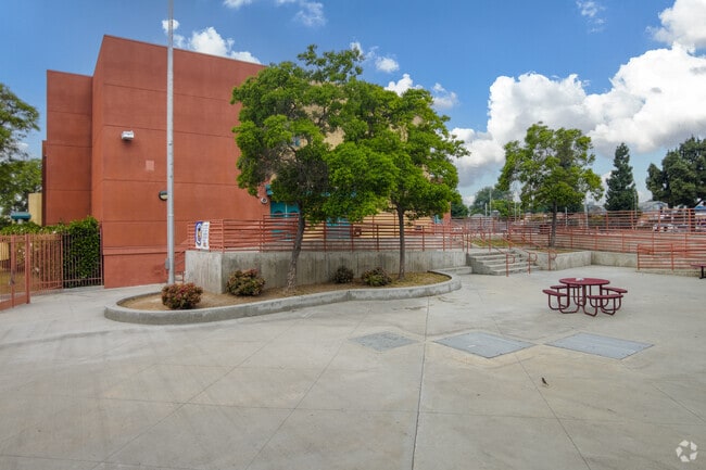 A little courtyard at Ricardo Lizarraga Elementary School is available to students.