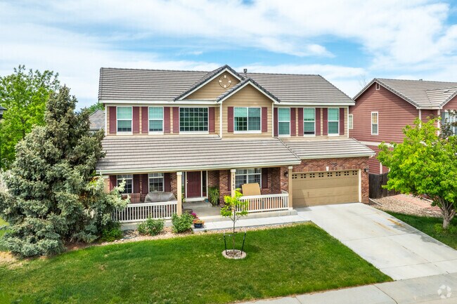 Many of the large two-story homes in Cherrywood Park feature Craftsman-inspired details like tapered columns, covered porches, and decorative trim, adding character and curb appeal throughout the neighborhood.